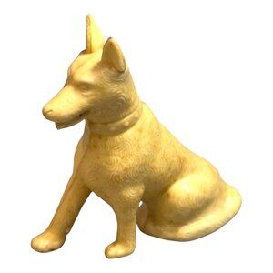 Vintage Yellow Plastic German Shepherd Dog Figurine Made Japan Police Dog 3"